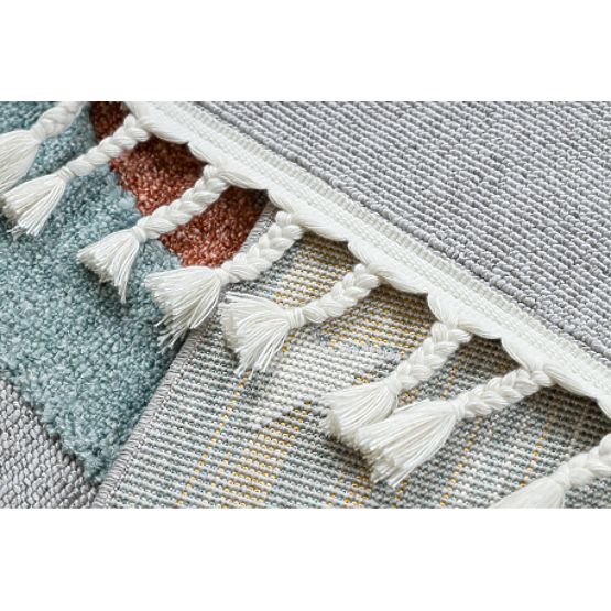 Covor YOYO GD55 gri/albastru - stele, rachetă pentru copii, structural, senzorial cu ciucuri