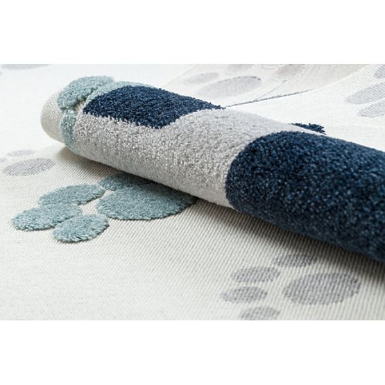 Covor YOYO GD59 alb / gri - Pisicuță pentru copii, structural, senzorial cu Franjuri