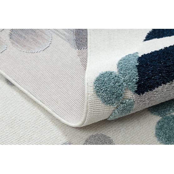 Covor YOYO GD59 alb / gri - Pisicuță pentru copii, structural, senzorial cu Franjuri