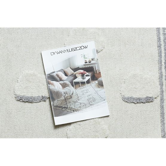 Covor YOYO GD62 alb / gri - Nori pentru copii, structural, senzorial Franjuri