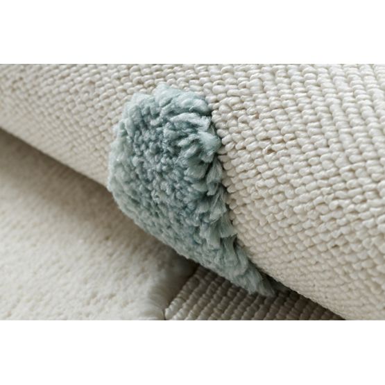 Covor YOYO GD63 alb / albastru închis - Nor, picături pentru copii, structural, senzorial Franjuri