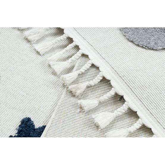 Covor YOYO GD75 alb / gri - stele, cercuri pentru copii, structural, senzorial Franjuri
