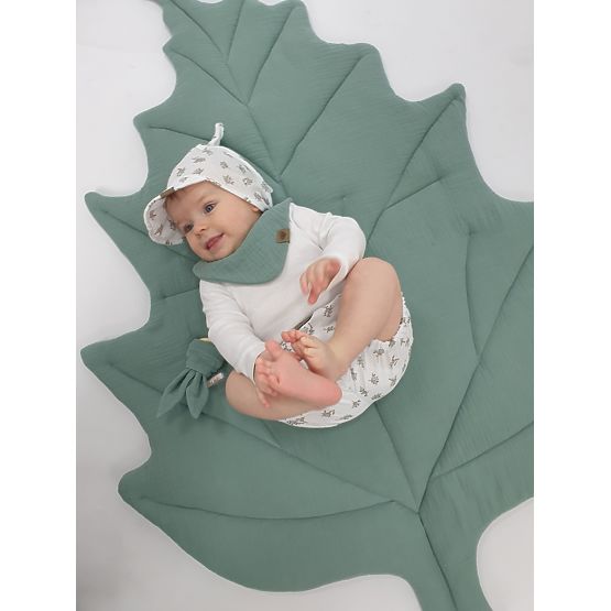 Covoraș de joacă din bumbac Leaf - verde