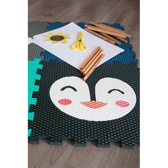 Covoraș de joacă din spumă 6 buc - Urs, pinguin și mașină