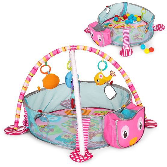 Covoraș educativ mare 3 în 1 cu țarc și 30 de mingi 0+ ECOTOYS