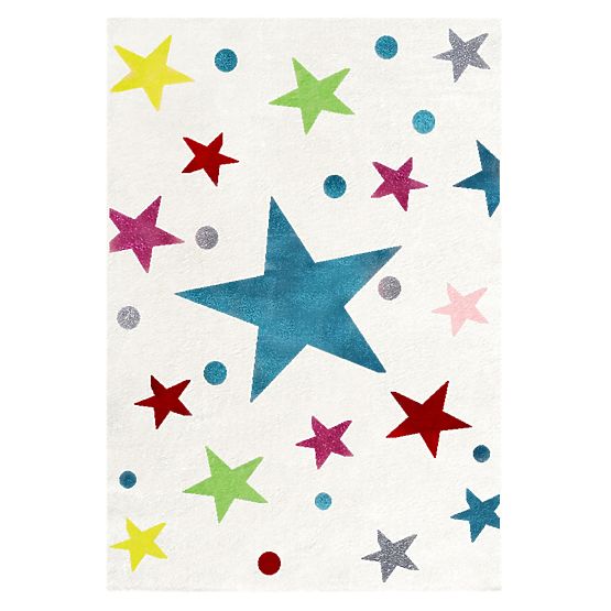 Covoras pentru copii - Crem/Multicolor Stelute