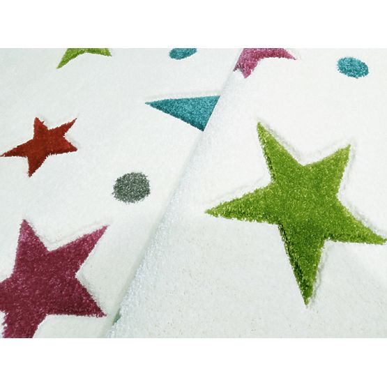 Covoras pentru copii - Crem/Multicolor Stelute