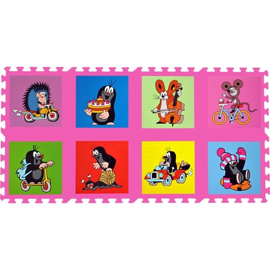 Covoras puzzle din spuma pentru copii cu motiv de cartita-roz