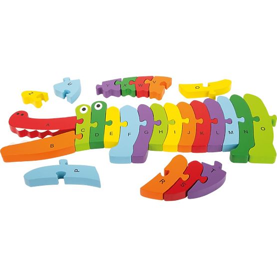 Crocodil din lemn pentru învățarea literelor ABC