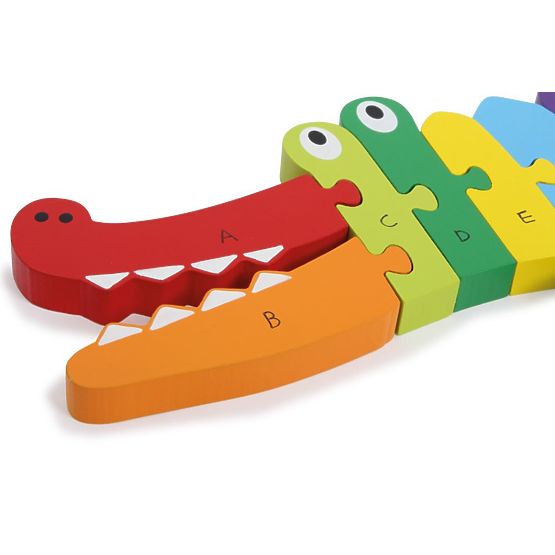 Crocodil din lemn pentru învățarea literelor ABC