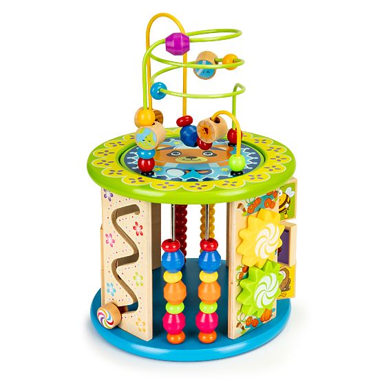 Cub educațional din lemn cu jocuri și cuburi pescuit ECOTOYS