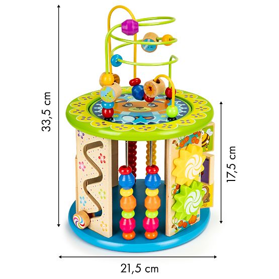 Cub educațional din lemn cu jocuri și cuburi pescuit ECOTOYS