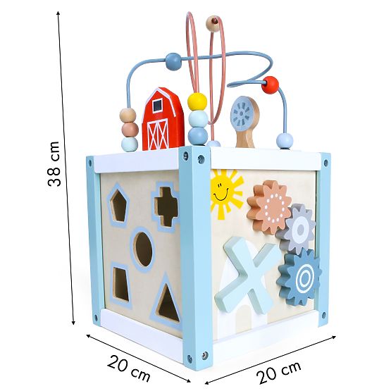 Cub educativ din lemn cu sortator + cuburi ECOTOYS