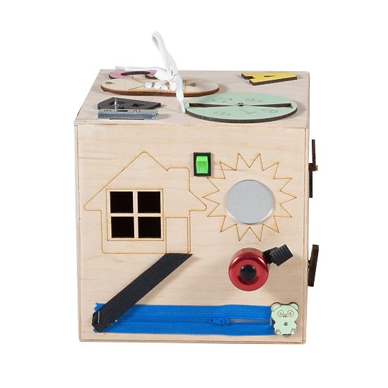 Cub Montessori din lemn - natural