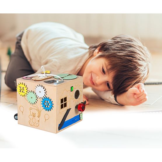 Cub Montessori din lemn - natural