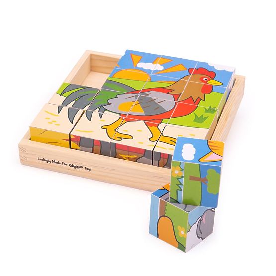 Cuburi cu imagini fermă Bigjigs Toys