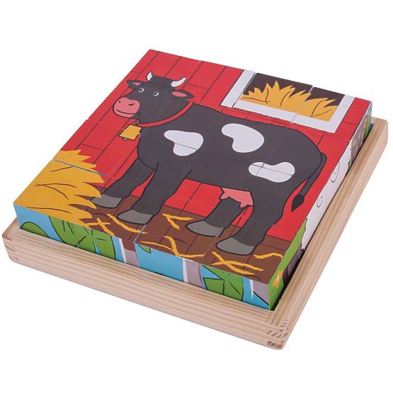 Cuburi cu imagini fermă Bigjigs Toys