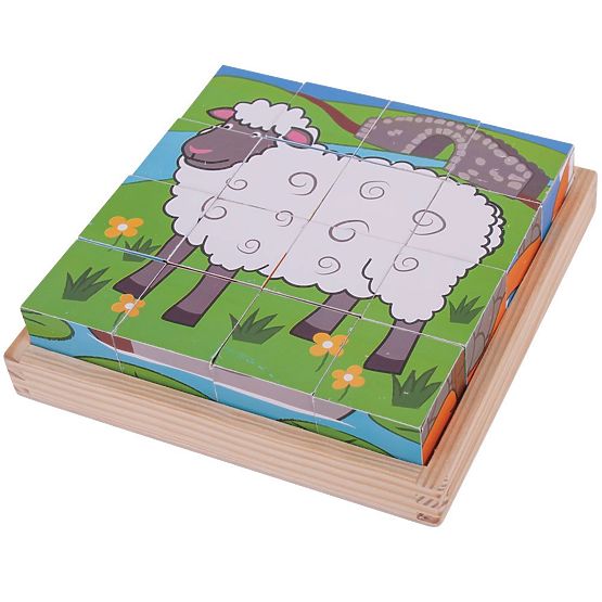 Cuburi cu imagini fermă Bigjigs Toys