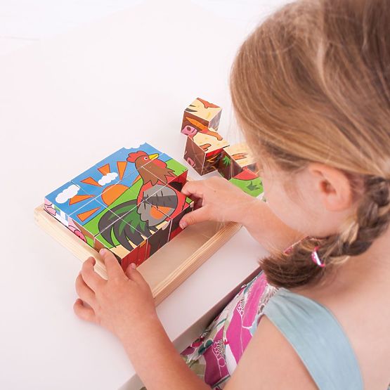 Cuburi cu imagini fermă Bigjigs Toys