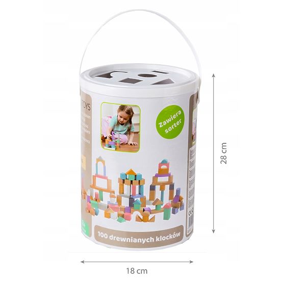 Cuburi de lemn în cutie - 100 buc