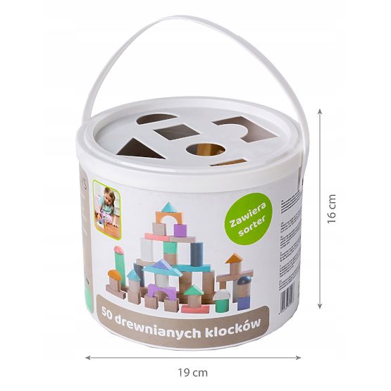 Cuburi de lemn în cutie - 50 buc