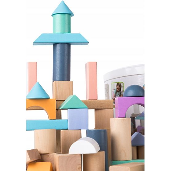 Cuburi de lemn în cutie - 50 buc