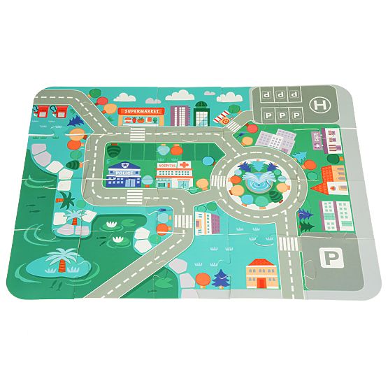 Cuburi educative din lemn oraș cu suport 121 piese ECOTOYS