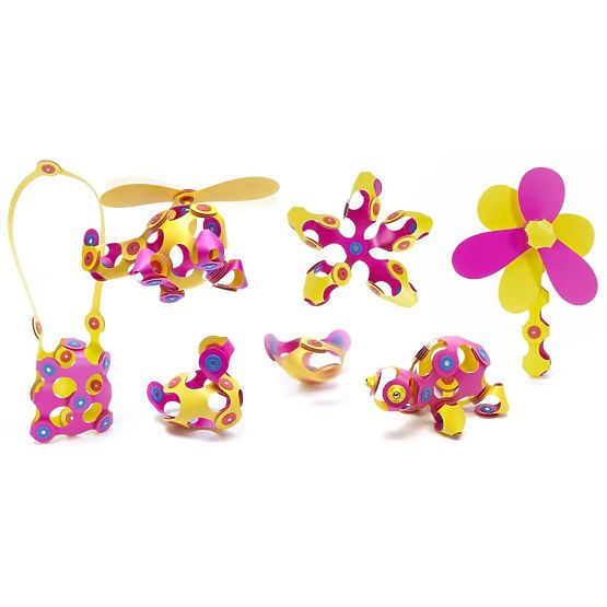 Cuburi magnetice Clixo Crew pack, Roz-Galben
