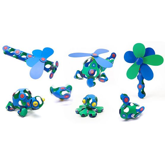 Cuburi magnetice Clixo Crew Pack, Verde-Albastru