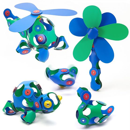 Cuburi magnetice Clixo Crew Pack, Verde-Albastru