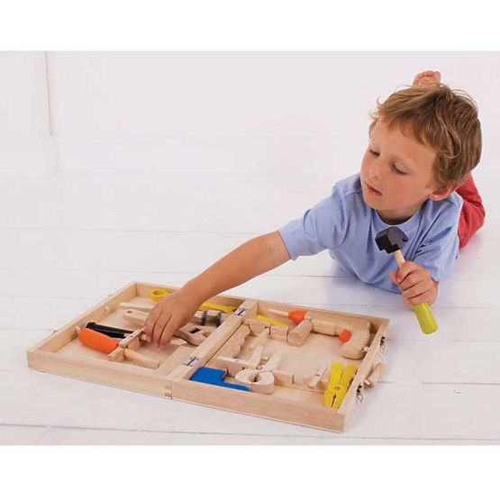 Cutie de scule din lemn Bigjigs Toys