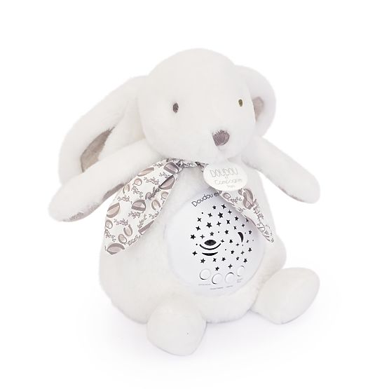 Cutie muzicală cu proiecție Iepuraș alb Doudou
