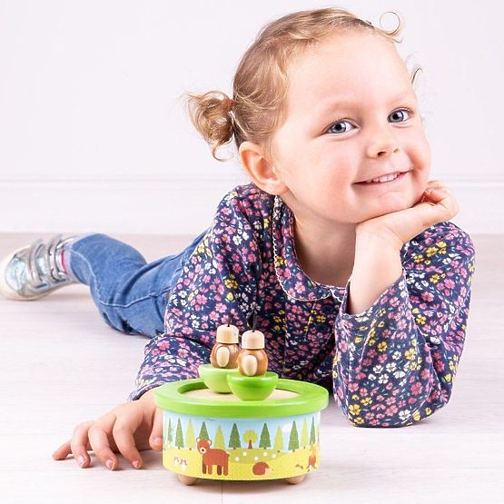 Cutie muzicală din lemn Bigjigs Toys Woodland