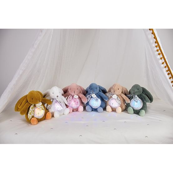 Cutiuță muzicală cu proiecție Iepuraș maro Doudou