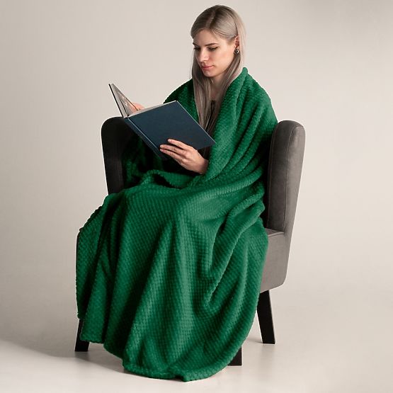 Cuvertură HENRY culoare verde sticlă jacquard embosat stil modern 220x240