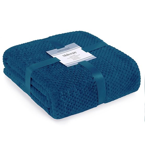 Cuvertură SHLEEPY culoare indigo, stil clasic cu model jacquard 130x180