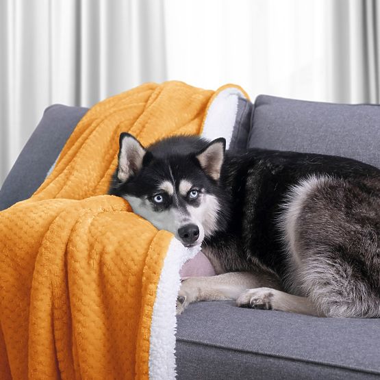 Cuvertură SHLEEPY portocalie cu model jacquard stil clasic 170x210