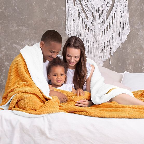 Cuvertură SHLEEPY portocalie cu model jacquard stil clasic 170x210