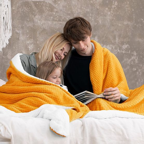 Cuvertură SHLEEPY portocalie cu model jacquard stil clasic 170x210