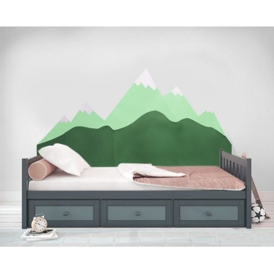 Protecție cu spumă pentru peretele din spatele patului Munții - verde