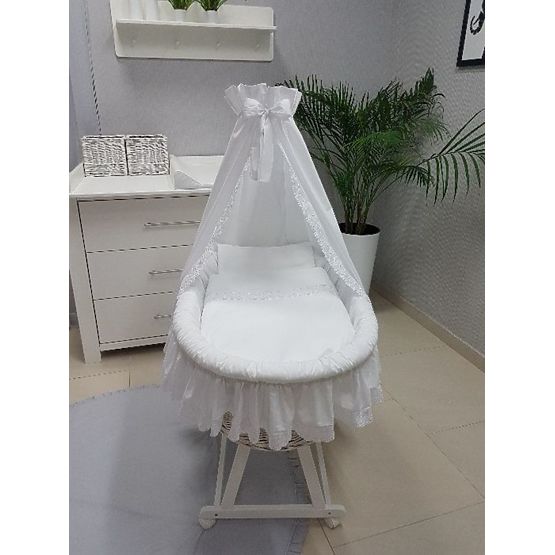 de răchită pat cu echipament pentru copil - alb