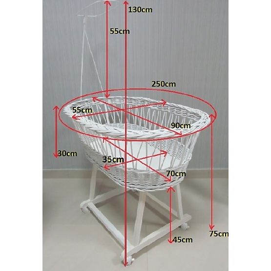 de răchită pat cu echipament pentru copil - albastru stele