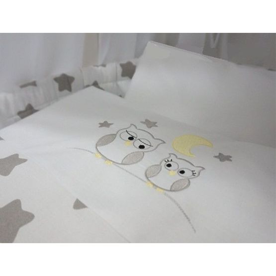 de răchită pat cu echipament pentru copil - gri bufnițe