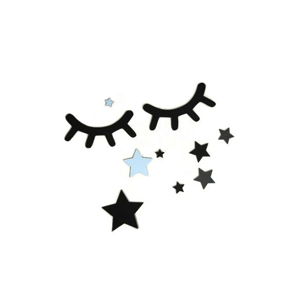 Decor de perete: Ochi adormiti cu stele - albastru