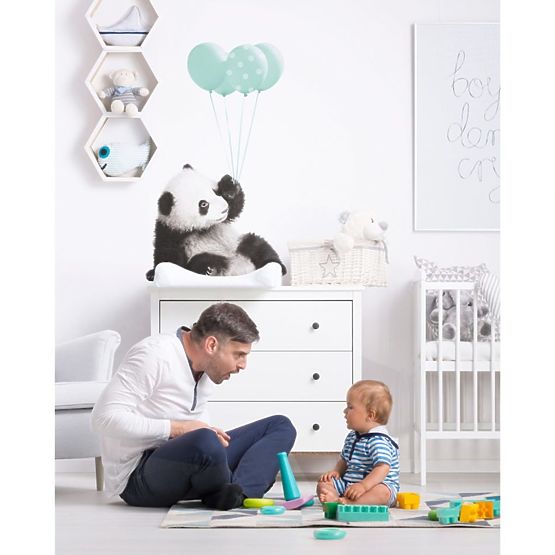 Decorațiune de perete DEKORNIK – panda cu baloane verzi
