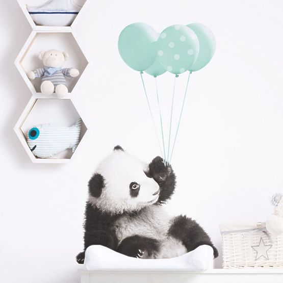 Decorațiune de perete DEKORNIK – panda cu baloane verzi