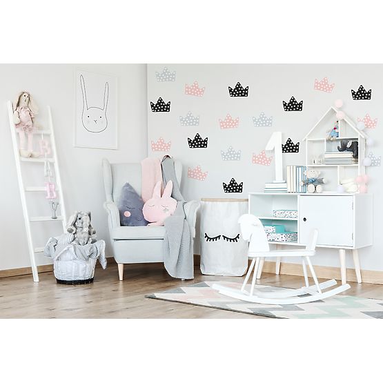 Decorațiune de perete – model cu coroane gri-negru-roz