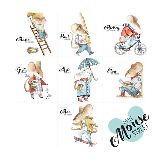 Decorațiuni de perete DEKORNIK cu tematica unui șoricel de stradă