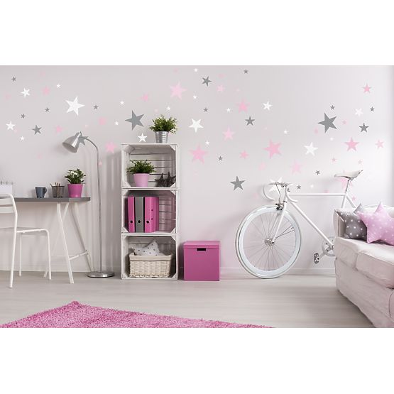 Decorațiuni de perete în formă de stea gri/roz