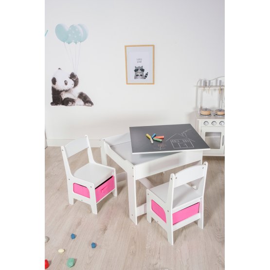 Masa pentru copii Ourbaby cu scaune cu box roz
